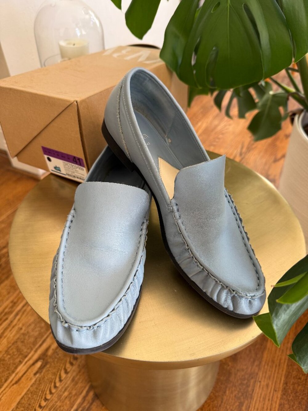 Blue Leather Loafers - Zara